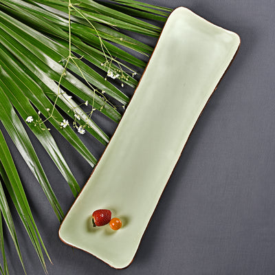 Pastel Green Metal Enamel Fusion Elongated Platter