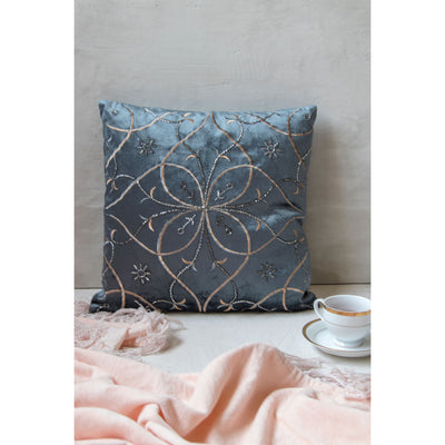 Embroidered Square Cushion – Midnight Blue(Including Filler)