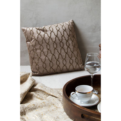 Embroidered Square Cushion – Chocolate Brown(Including Filler)