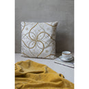 White and Gold Embroidered Square Cushion (Including Filler)