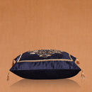 Royal Blue Embroidered Square Cushion (Including Filler)