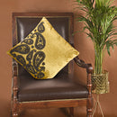 Embroidered Square Cushion Half Side Ambi – Golden Yellow (Including Filler)