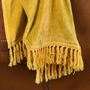 Yellow Vibrant Natural Fabric Tasseled Throw