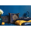 Royal Blue Embroidered Square Cushion (Including Filler)
