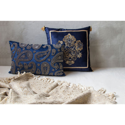 Embroidered Regal Duck Cushion– Royal Blue(Including Filler)