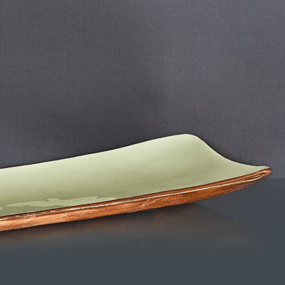 Pastel Green Metal Enamel Fusion Elongated Platter