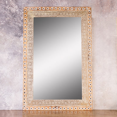 White Contemporary Wooden Mirror