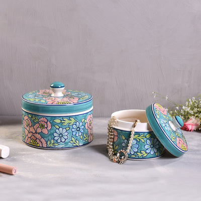 Multipurpose Handcrafted Ceramic Jar (Set of 2) - Pastel Green