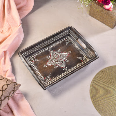 Wooden Square Hand Painted Tray