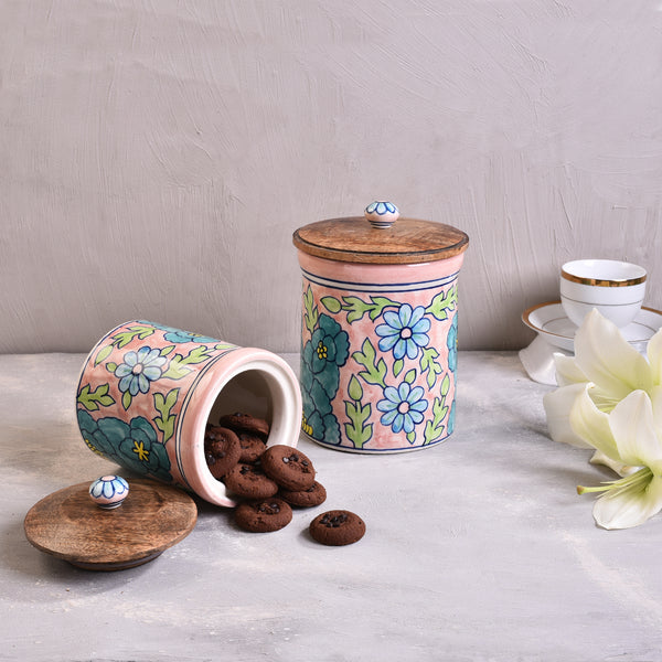 Ceramic Jar With Wooden Lid - Big