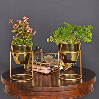 Petite Table Planter - Gold